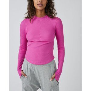 NWT FP Movement Laura Long Sleeve Rib Top / Fuschia Fizz